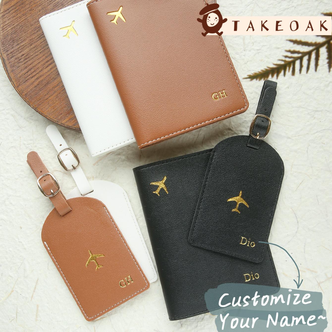 Travel Accessories Overseas - Minimal Altın Varaklı Özel İsimli Pasaportluk