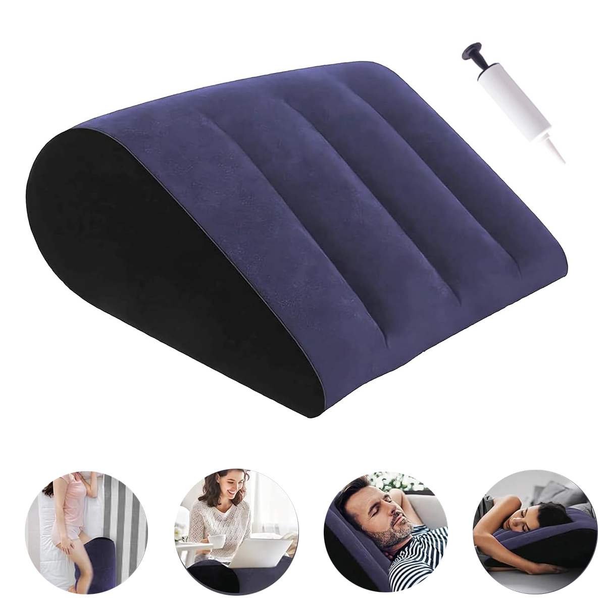 Travel Pillow Inflatable - Şişirilebilir Kama Yastık Mor Ergonomik Sırt