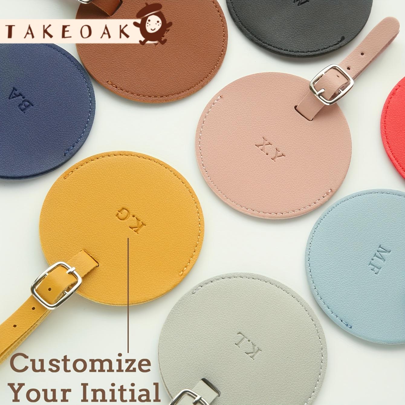 Travel Accessories Overseas - Kişiselleştirilmiş Özel Çift Harfli Yuvarlak Deri